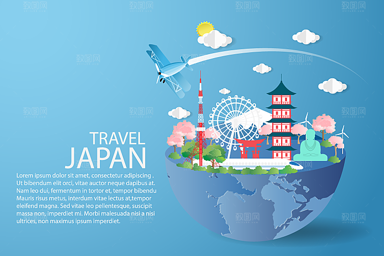 日本旅行矢量素材模板