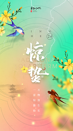 惊蛰节气简约大气海报