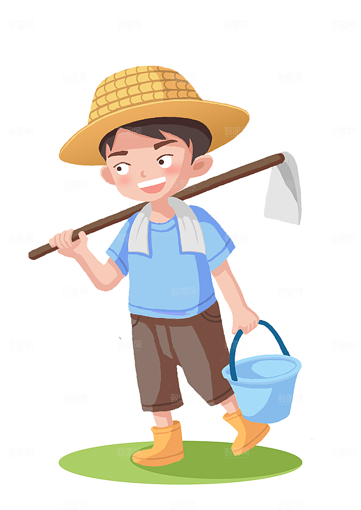 农民手绘插画素材