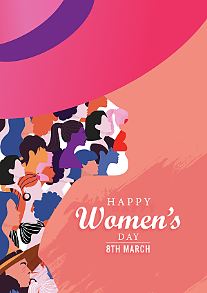 妇女节快乐创意插图海报