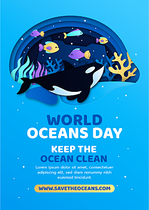 世界海洋日活动海报模板设计