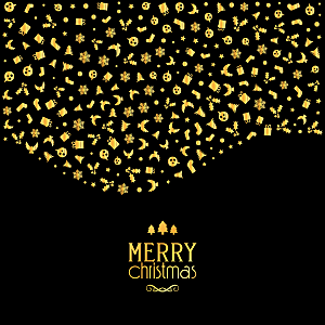 圣诞节金色元素装饰海报