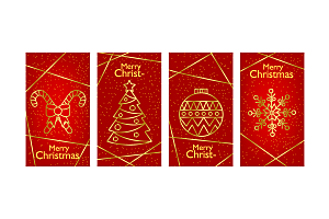 圣诞节快乐红色卡片模板