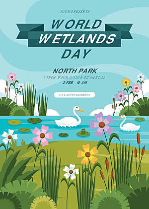 世界动植物湿地日平面海报