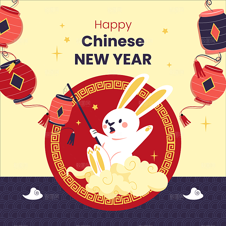 新年新春方形海报模板设计