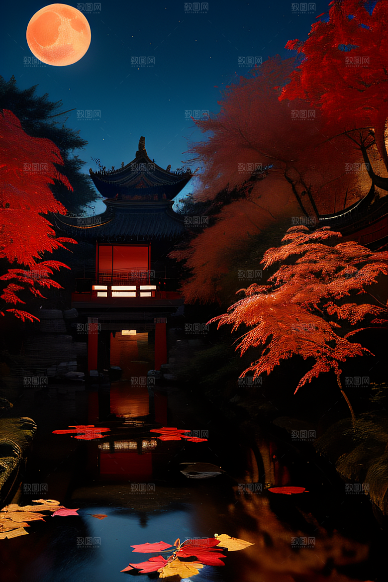 古代中国的超真实渲染溪流畔的江南古建筑