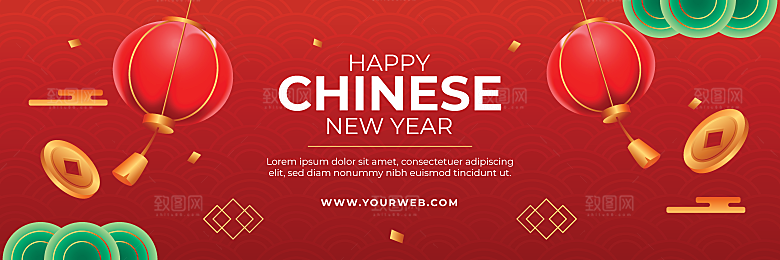 中国新年庆祝矢量横幅模板