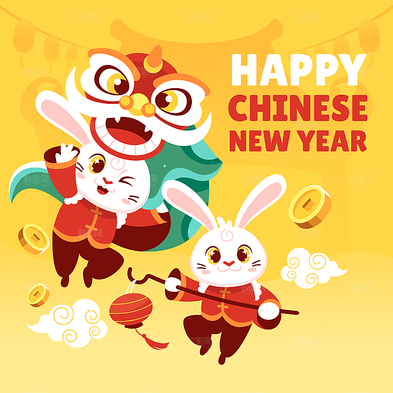 中国新年庆祝矢量卡通模板
