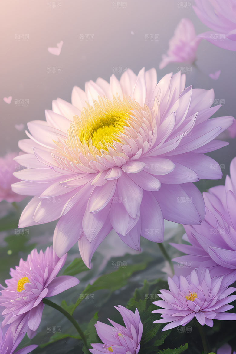 晶莹剔透的花朵花心中悬浮的美丽晶体