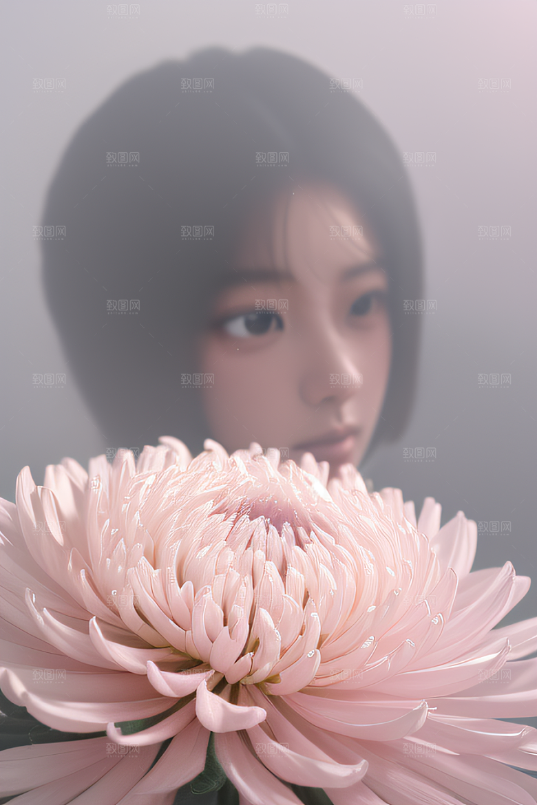 水晶菊花的美丽花瓣上的晶莹露珠