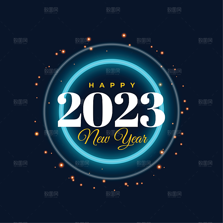 新年霓虹灯个性海报