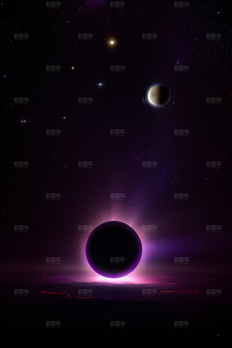 深紫色的太空传送门梦幻景象