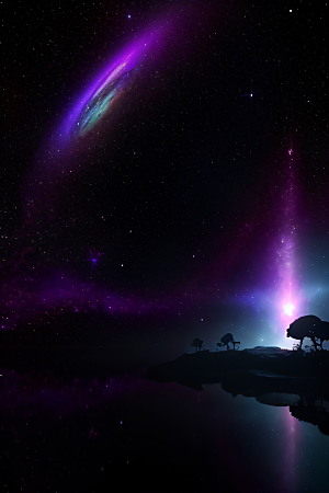 深紫色的太空传送门梦幻景象