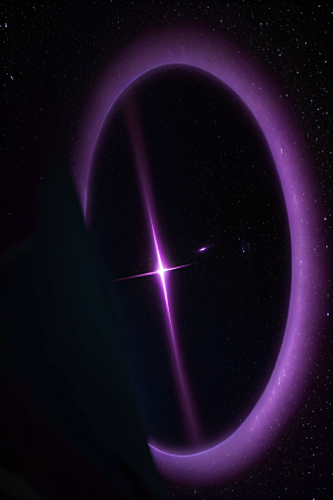 深紫色梦幻太空中的闪耀传送门