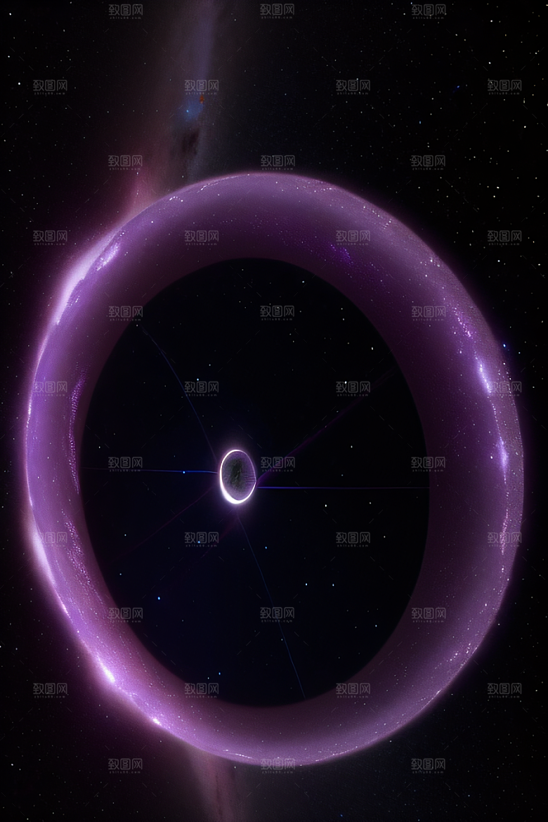 深紫色梦幻太空中的闪耀传送门