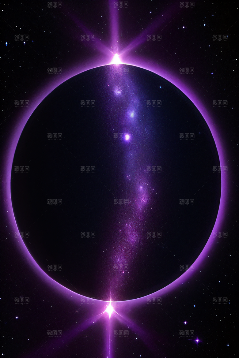 深紫色梦幻太空中的闪耀传送门