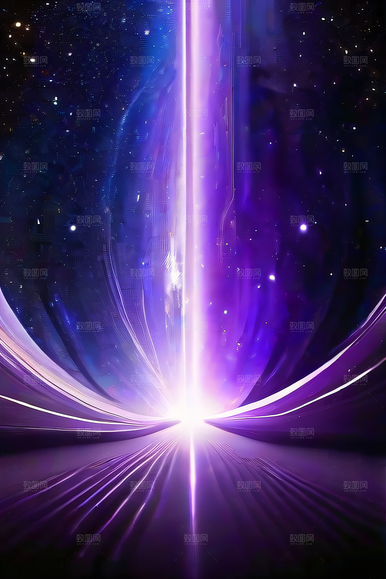 深紫色梦幻太空中的闪耀传送门