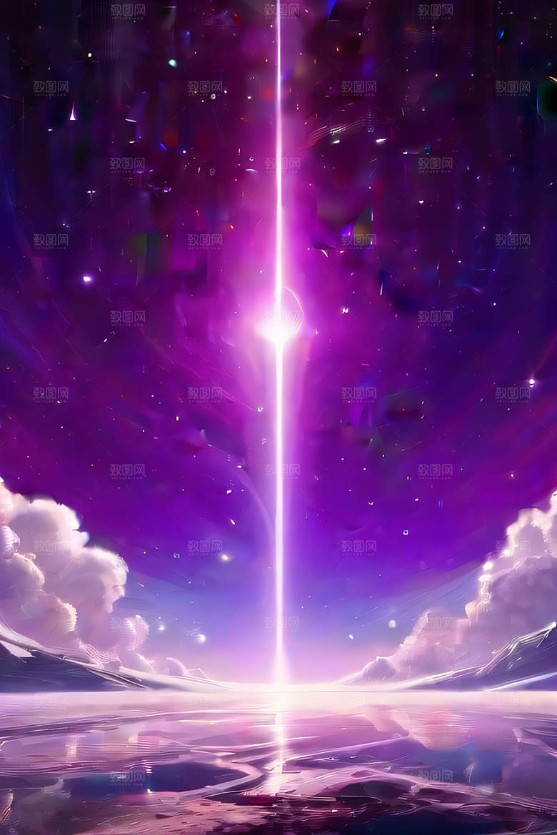 深紫色梦幻太空中的闪耀传送门