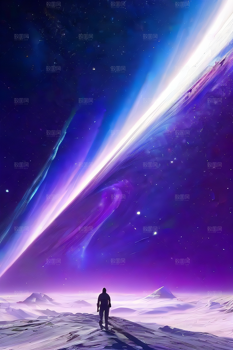 梦幻深紫色闪耀的太空传送门