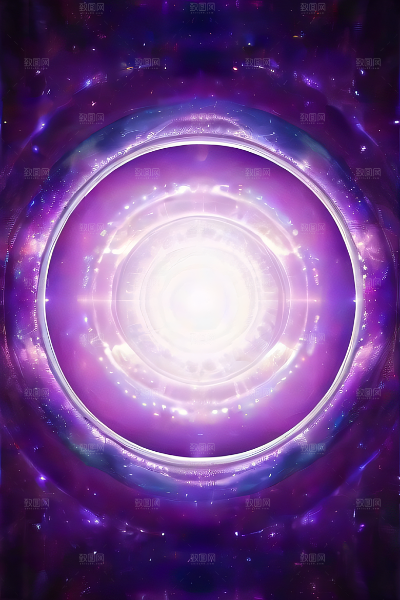 梦幻深紫色闪耀的太空传送门