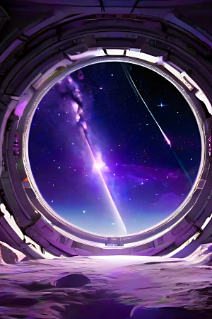 梦幻深紫色闪耀的太空传送门