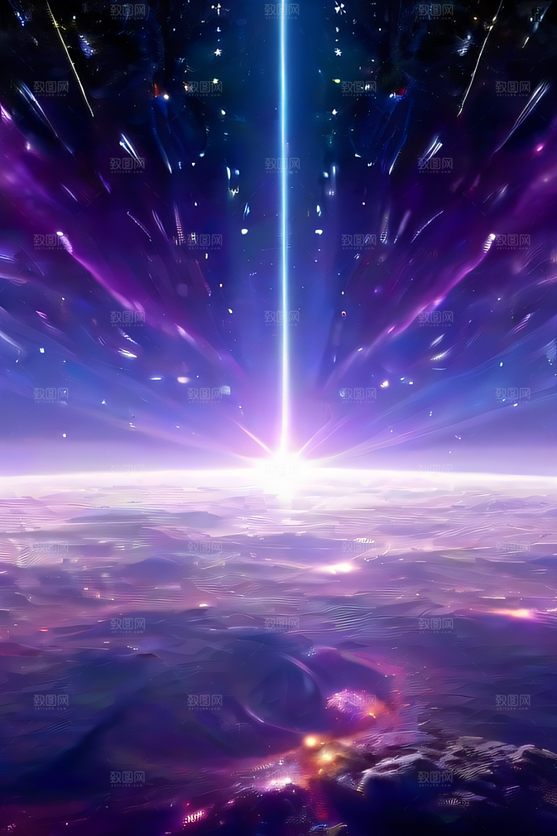 闪耀的太空传送门梦幻深紫色景象