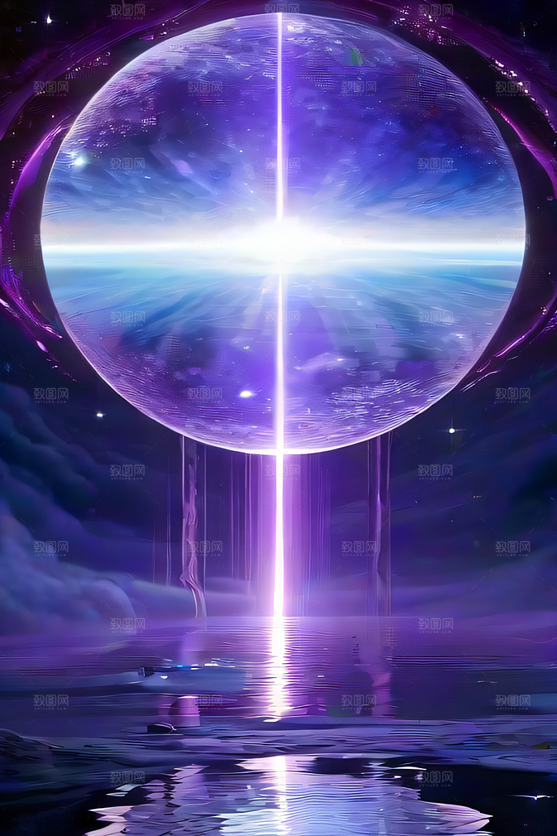 闪耀的太空传送门梦幻深紫色景象