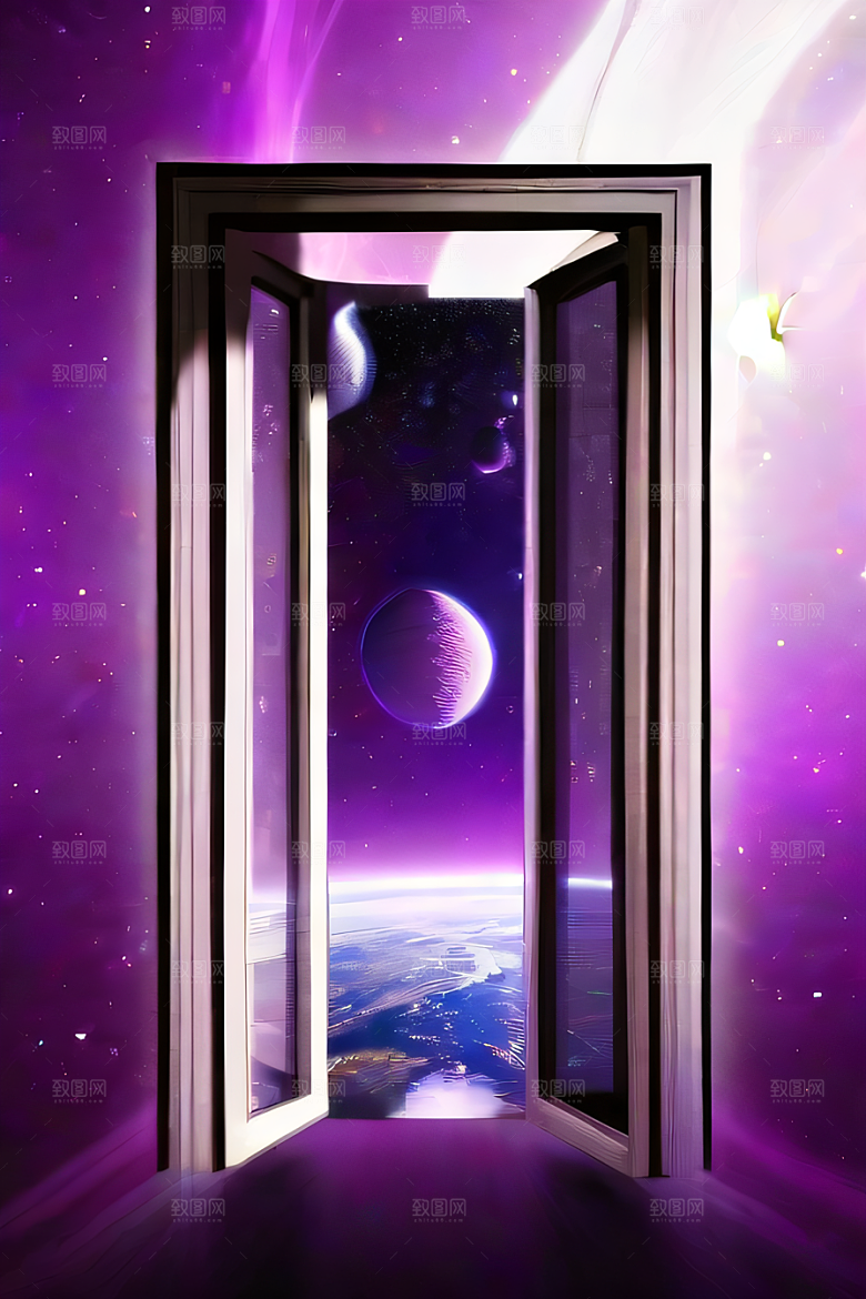 闪耀的太空传送门梦幻深紫色景象