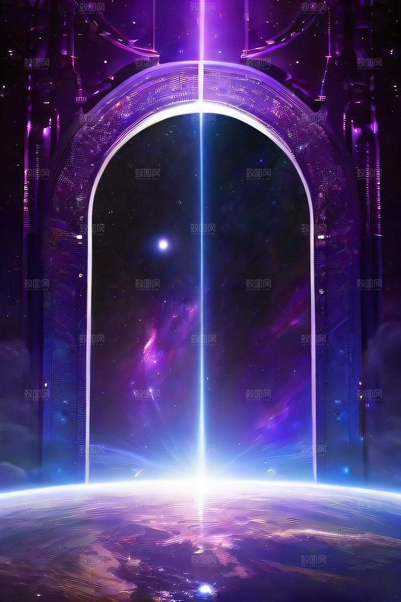 闪耀的太空传送门梦幻深紫色景象