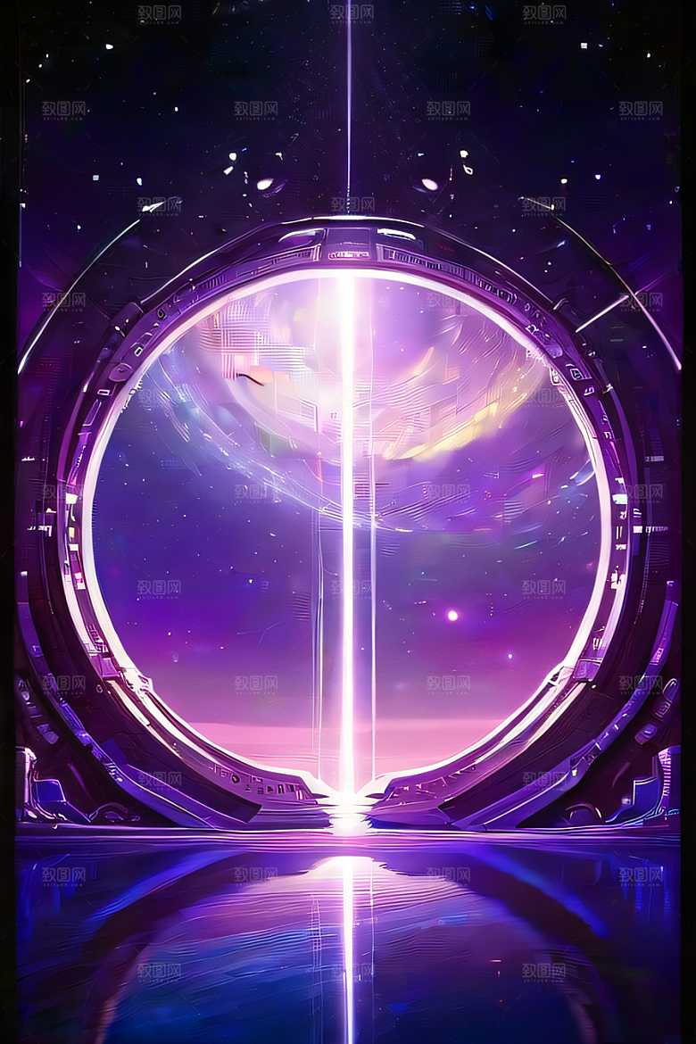 闪耀的太空传送门梦幻深紫色景象