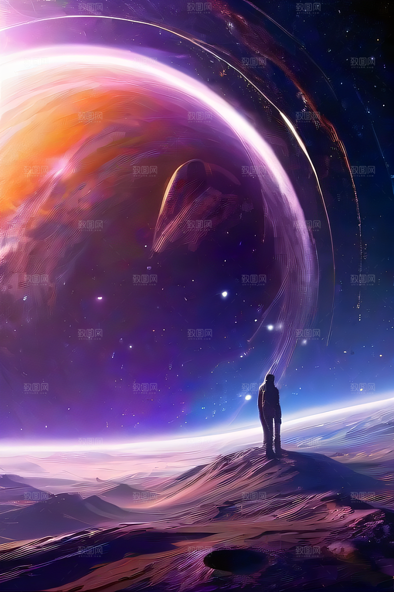 闪耀的太空传送门梦幻深紫色景象