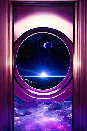 闪耀的太空传送门梦幻深紫色景象
