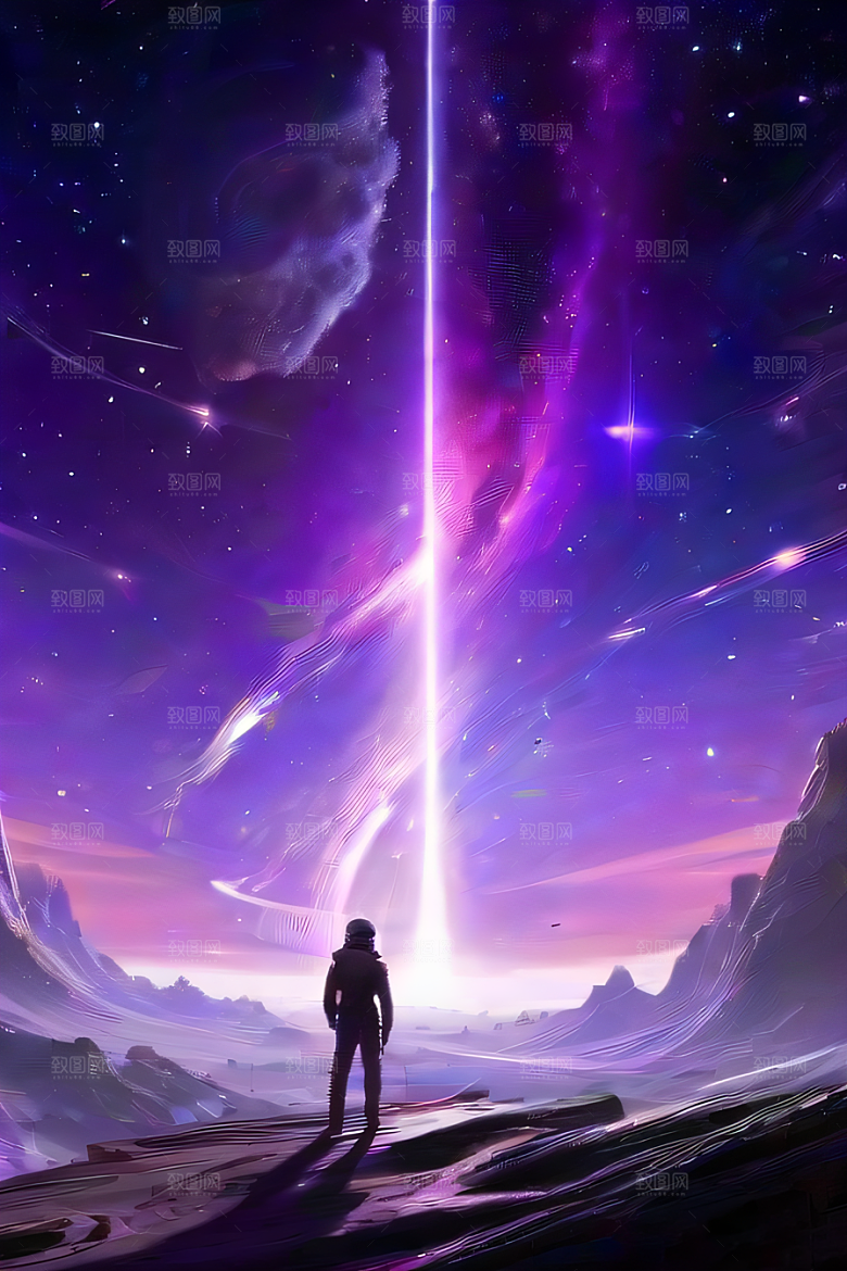 闪耀的太空传送门梦幻深紫色景象