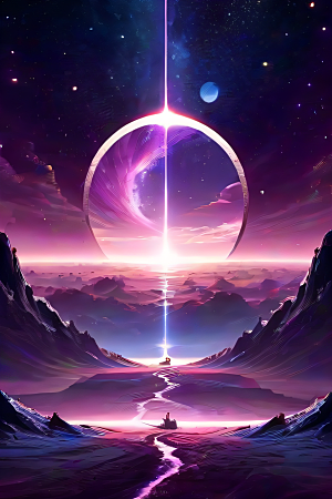 闪耀的太空传送门梦幻深紫色景象