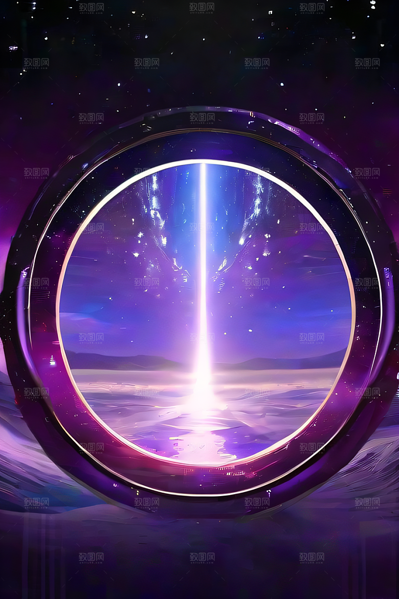 闪耀的太空传送门梦幻深紫色景象