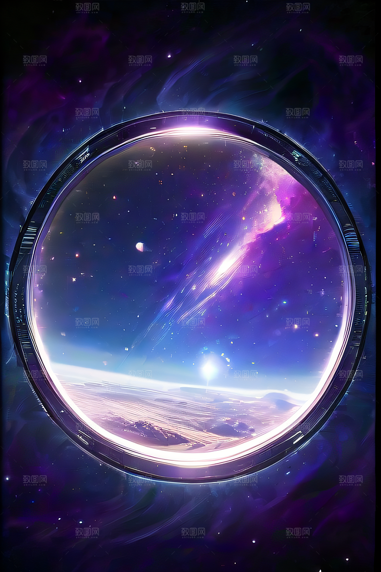 深紫色的梦幻传送门高清细节描绘