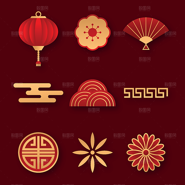 传统新年元素矢量下载