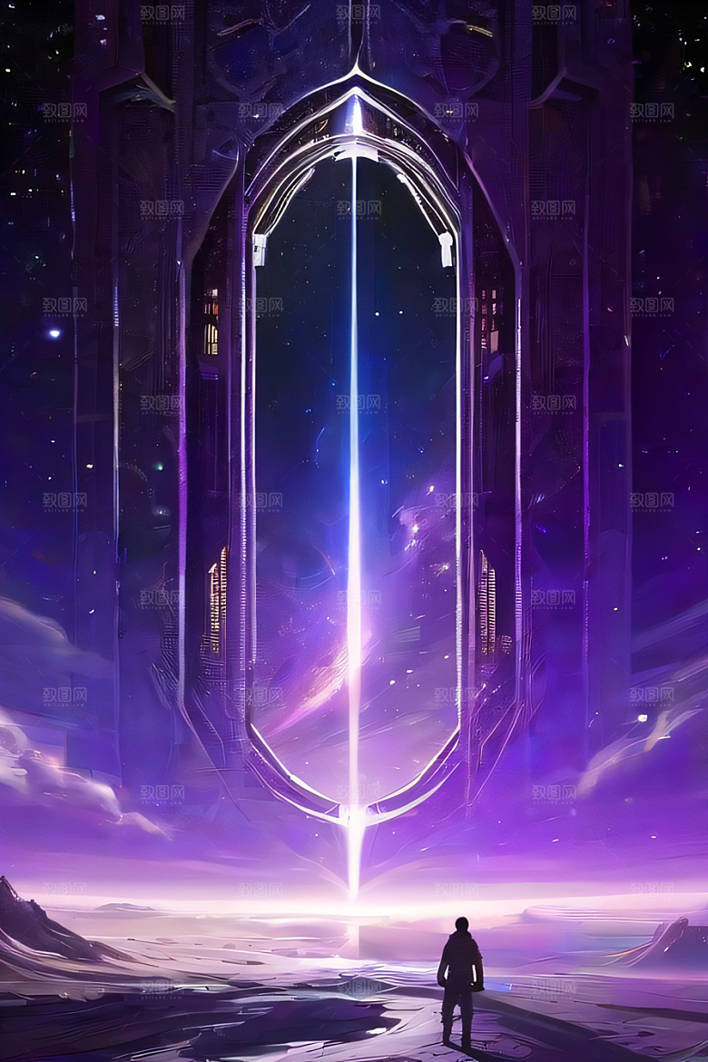 深紫色传送门太空中的梦幻景象