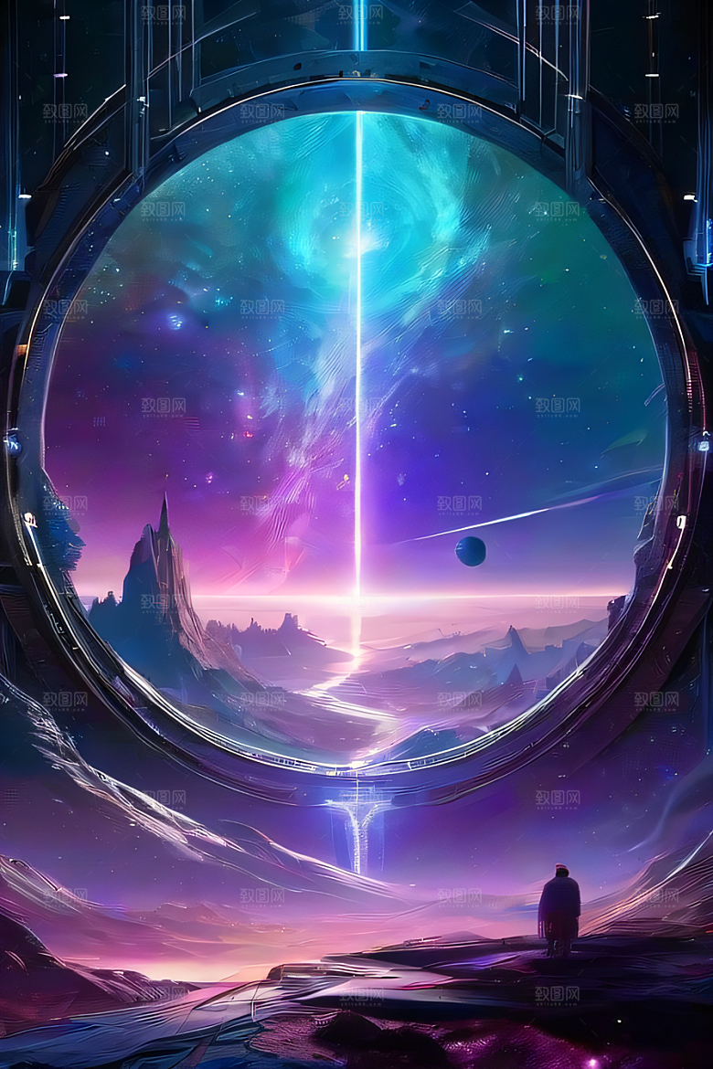 深紫色传送门太空中的梦幻景象