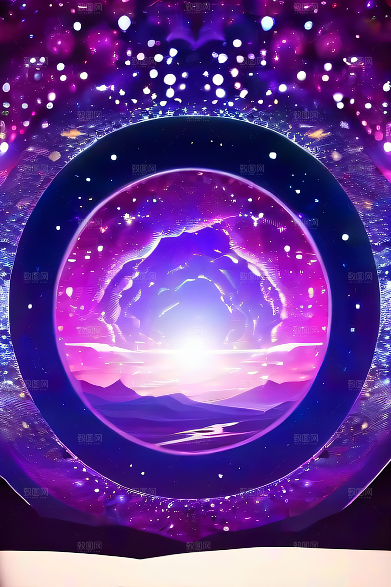 深紫色传送门太空中的梦幻景象