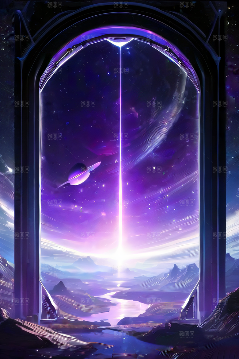 传送门中的梦幻紫色太空