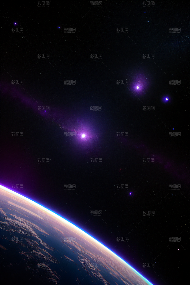 深紫色的太空传送门梦幻景象