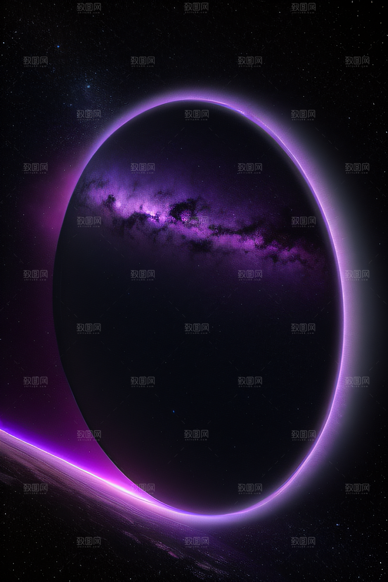 深紫色的太空传送门梦幻景象