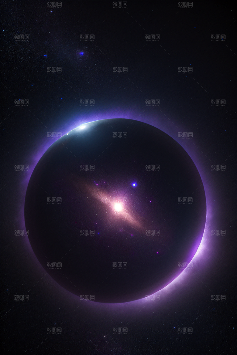 深紫色梦幻太空中的闪耀传送门