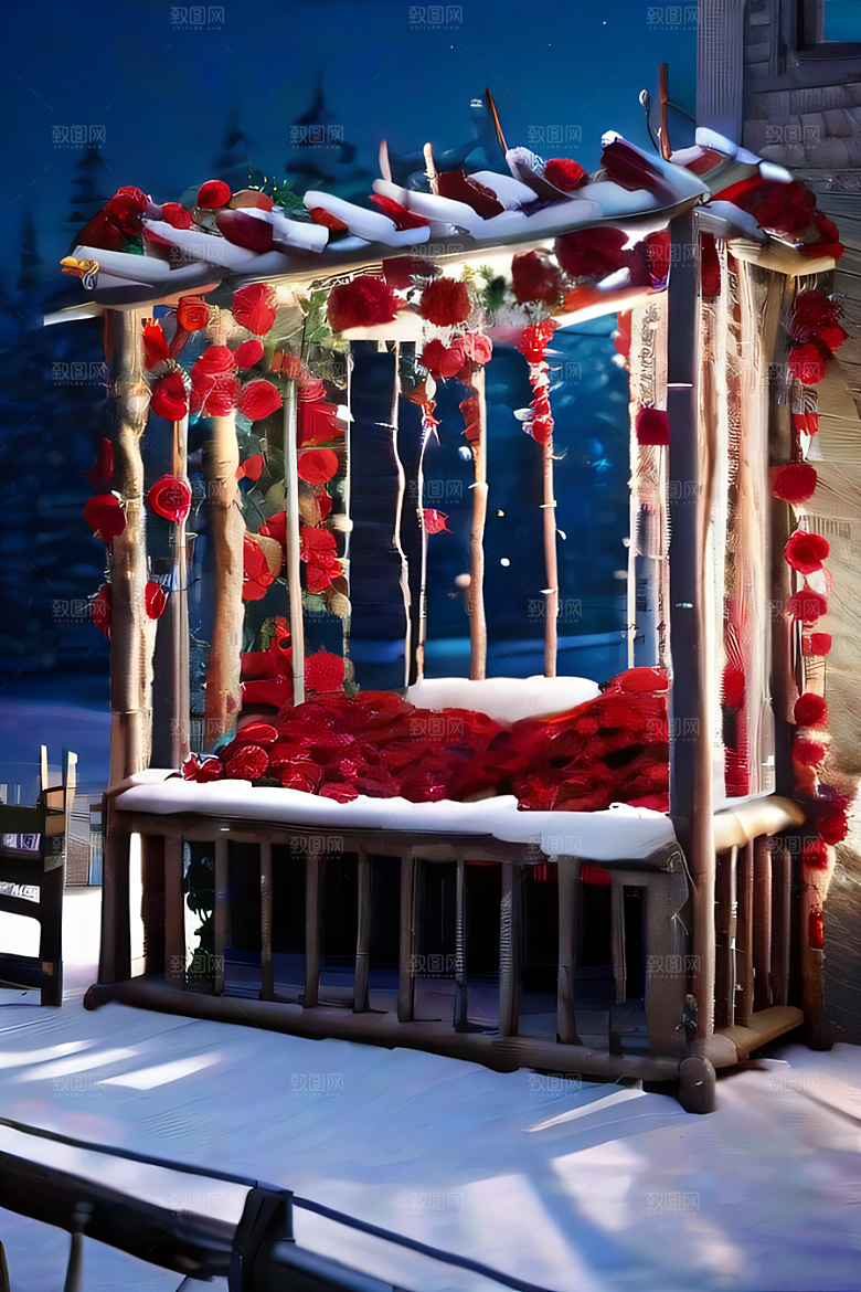 巨大悬挂花园红玫瑰花园全景图片