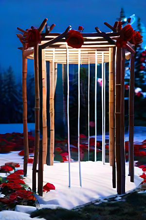 巨大悬挂花园红玫瑰花园全景图片