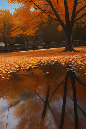 锡勒姆马萨诸塞州秋天的超详细油画