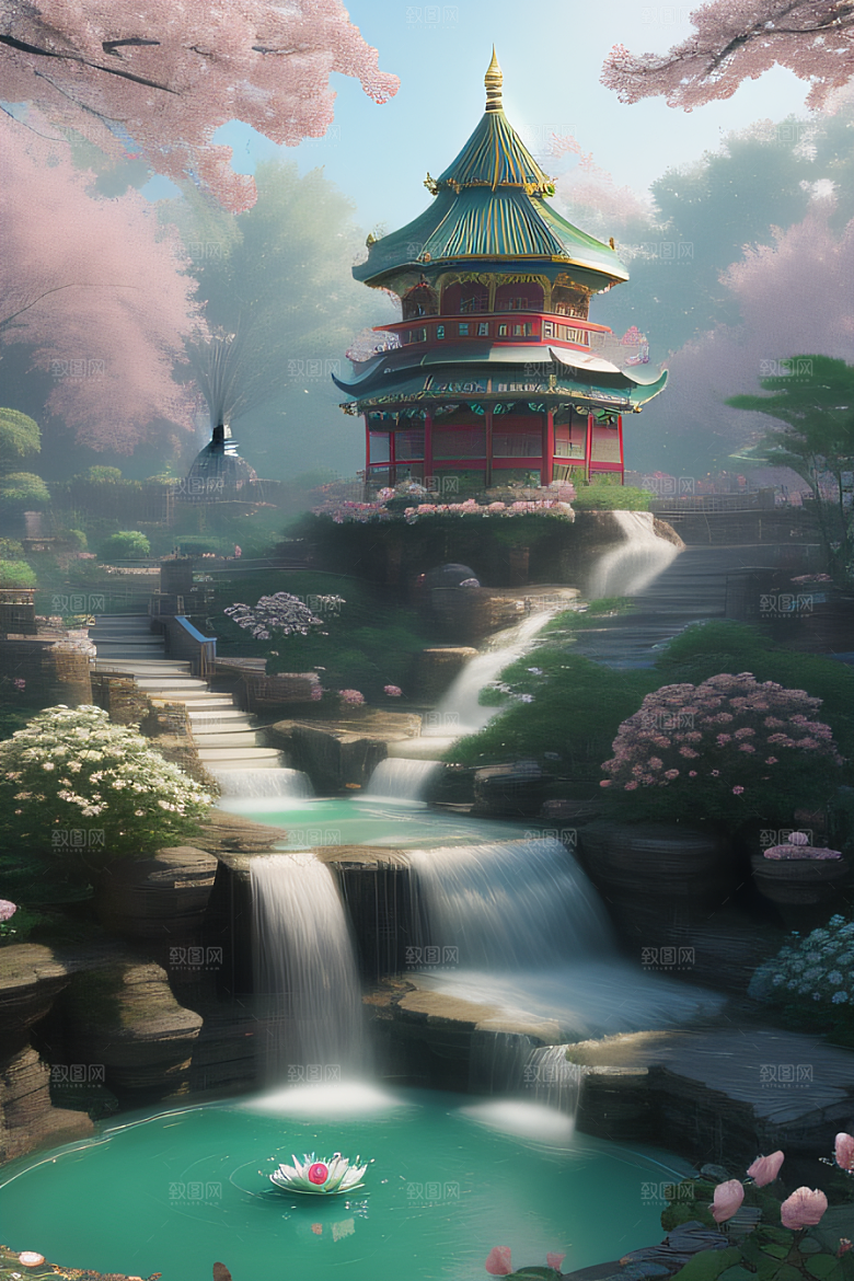梦幻高清美丽天空中的水晶宫殿