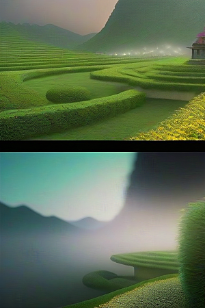 超高清全景绿色仙境的前方视野