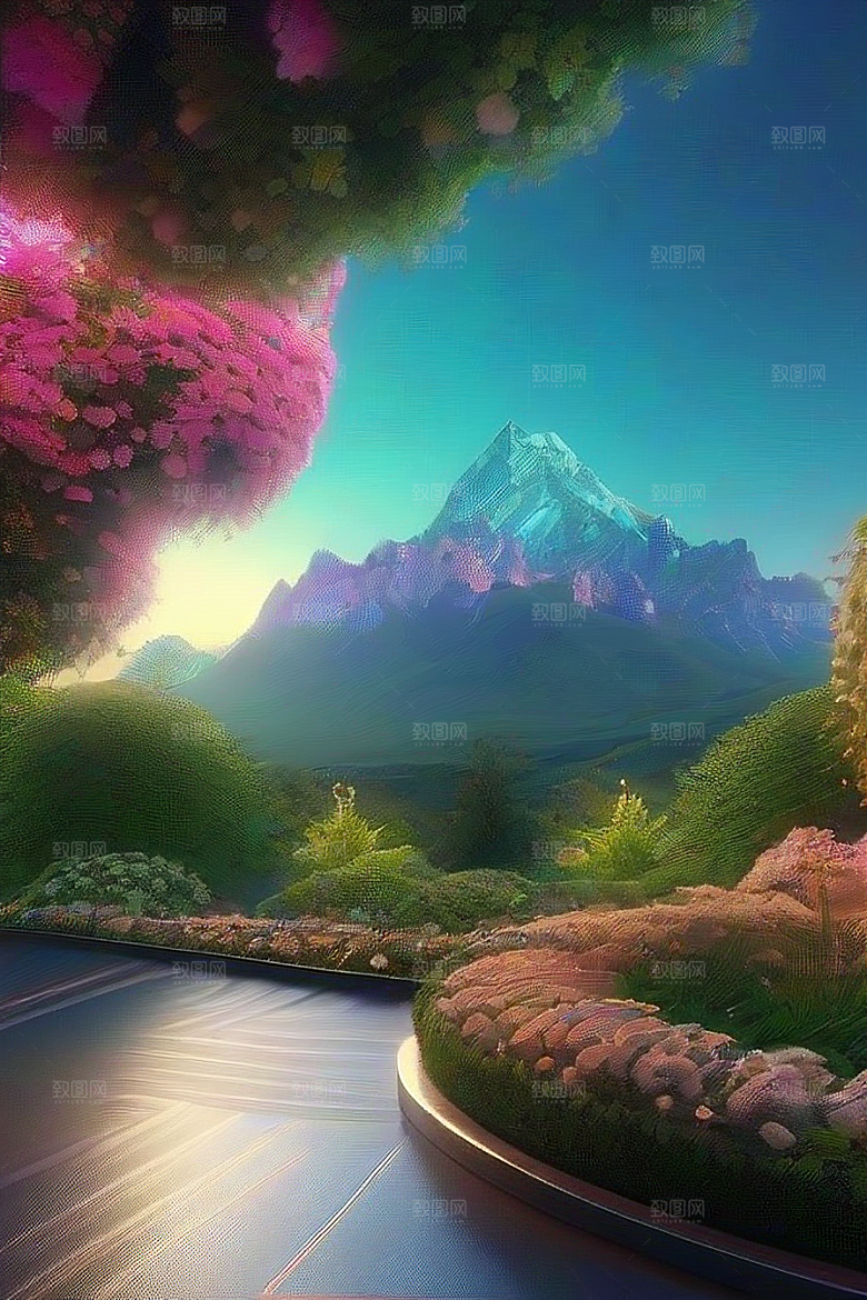 超高清全景绿色仙境的前方视野